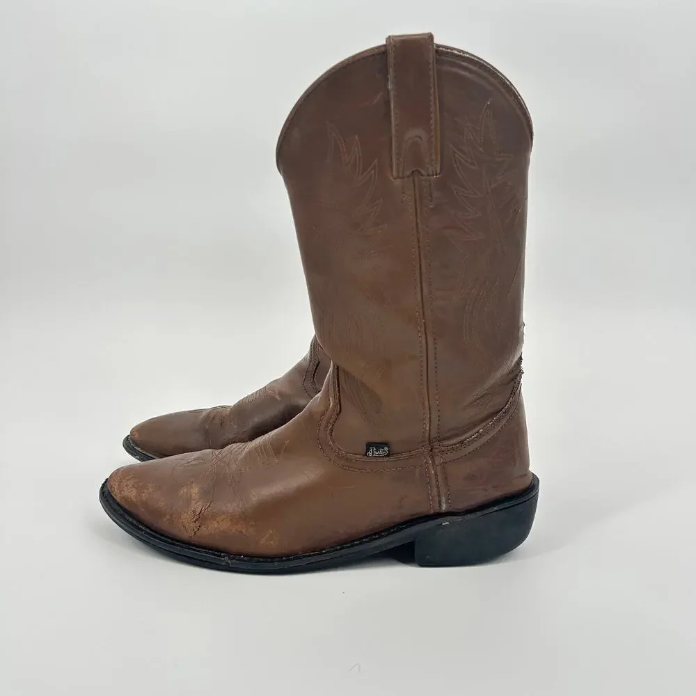 Justin Cowboy Boots Mens Size 13 EE Brown‎ Leather Mid Calf Western Made In USA